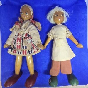Pair of Vintage Polish Peg Dolls